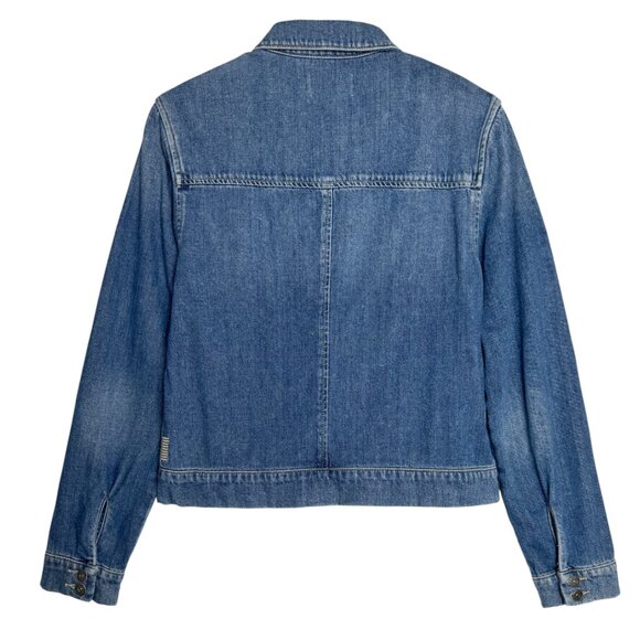 PAIGE AVELINE DISTRESSED DENIM JACKET FALL SOFT CHIC MEDIUM - Picture 3 of 10